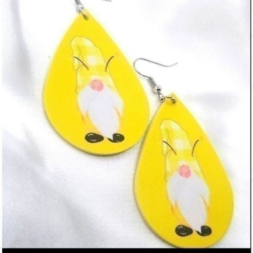 Faux leather Teardrop Dangle vegan friendly earrings.